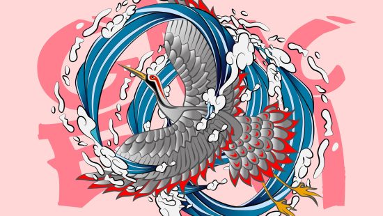 crane illustration design for sukajan is mean japan traditional